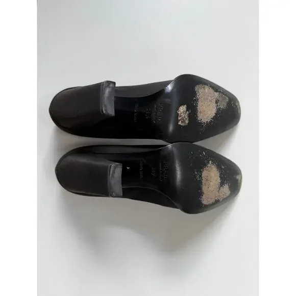 Prada Block Heel Pumps Womens Size 38.5 (US 8.5) Black Vintage Old Money Preppy - Picture 11 of 12